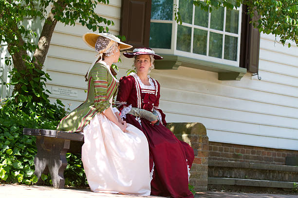 colonial women in Williamsburg, Va stock photo