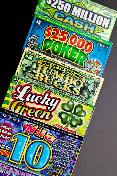 stacks of california lottery tickets stock photo