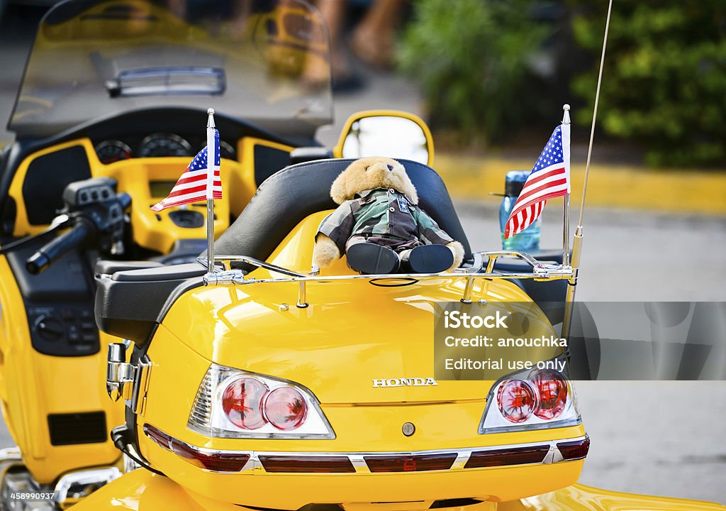 Honda Motorcycle Roadsmith geparkt am Ocean Drive, Miami Beach - Lizenzfrei Amerikanische Flagge Stock-Foto