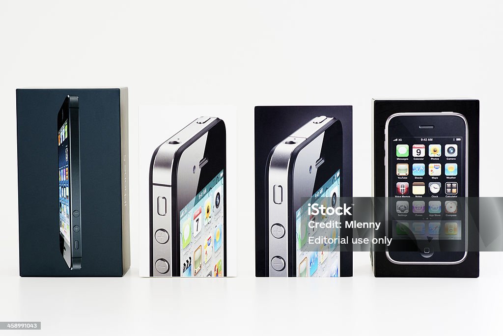 Apple iPhone 4S, 5, 4 3GS Семейство продуктов - Стоковые фото Apple Computers роялти-фри