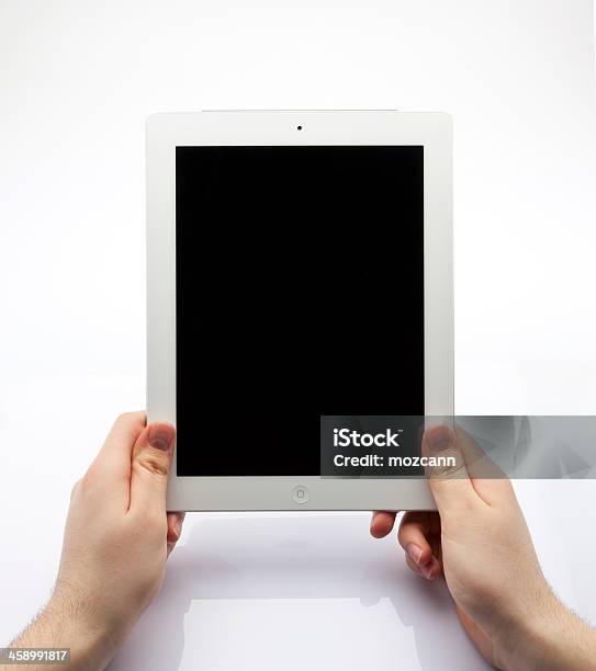 New Ipad On Hands Stock Photo - Download Image Now - Big Tech, Blank, Blank Screen