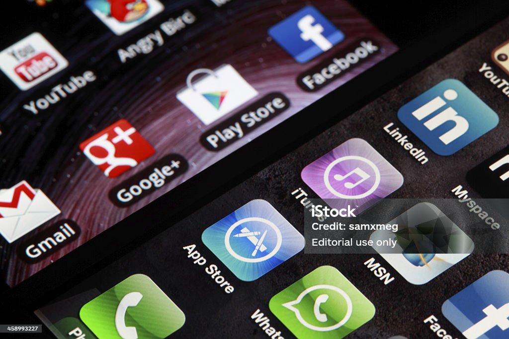 iphone, Android - Foto de stock de Tienda - Lugar de comercio libre de derechos