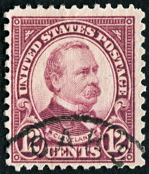 Grover Cleveland Stamp "Richmond, Virginia, USA - August 23rd, 2012:  Cancelled Stamp From The United States Featuring The 22nd And 24th President Of The United States, Grover Cleveland." grover cleveland stock pictures, royalty-free photos & images