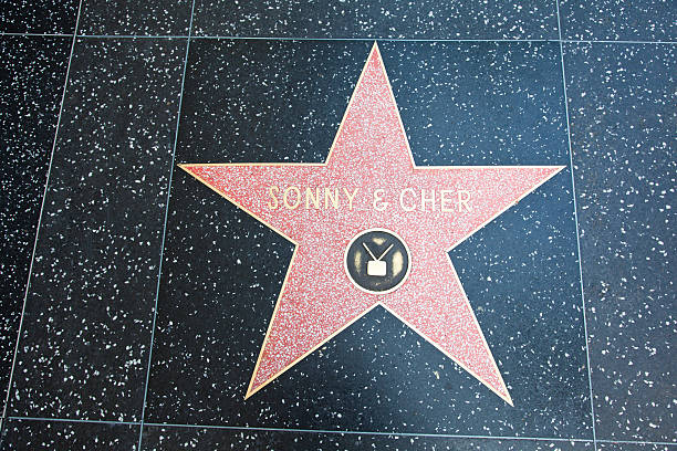 hollywood walk of fame & star sonny cher - cher sonny bono walk of fame star shape - fotografias e filmes do acervo
