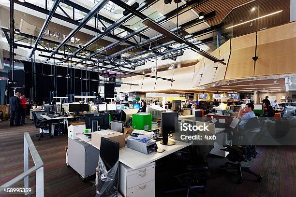 Tv Newsroom Channel 7 Sydney Stock Photo - Download Image Now - Press Room, Office, Television Industry