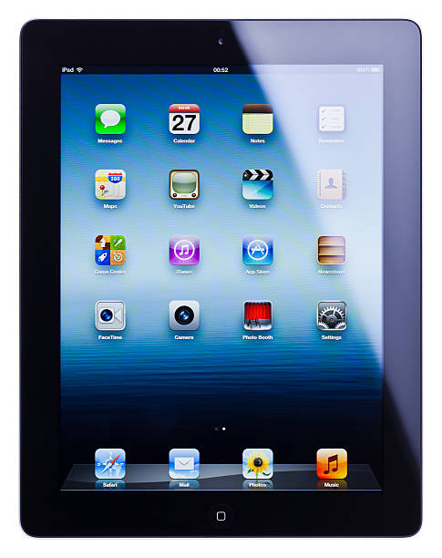 apple ipad 3, (il nuovo ipad), isolato, clipping path - ipad 3 ipad white digital tablet foto e immagini stock