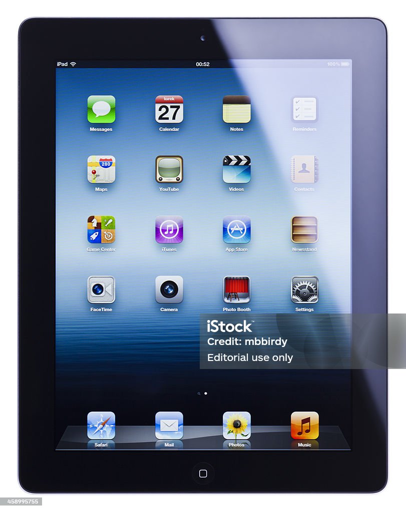 Apple iPad 3, (새 iPad), 격리됨에, 클리핑 경로를 - 로열티 프리 . com 스톡 사진