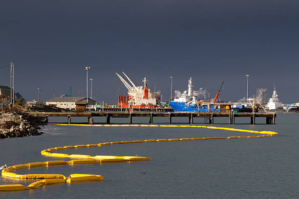 Dockside Spill stock photo