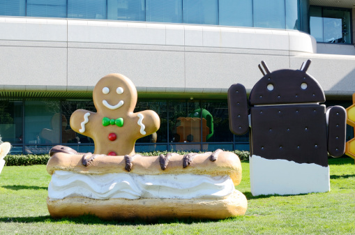 Mountain View, USA - February 16, 2012: Status of google's android robot in its campus