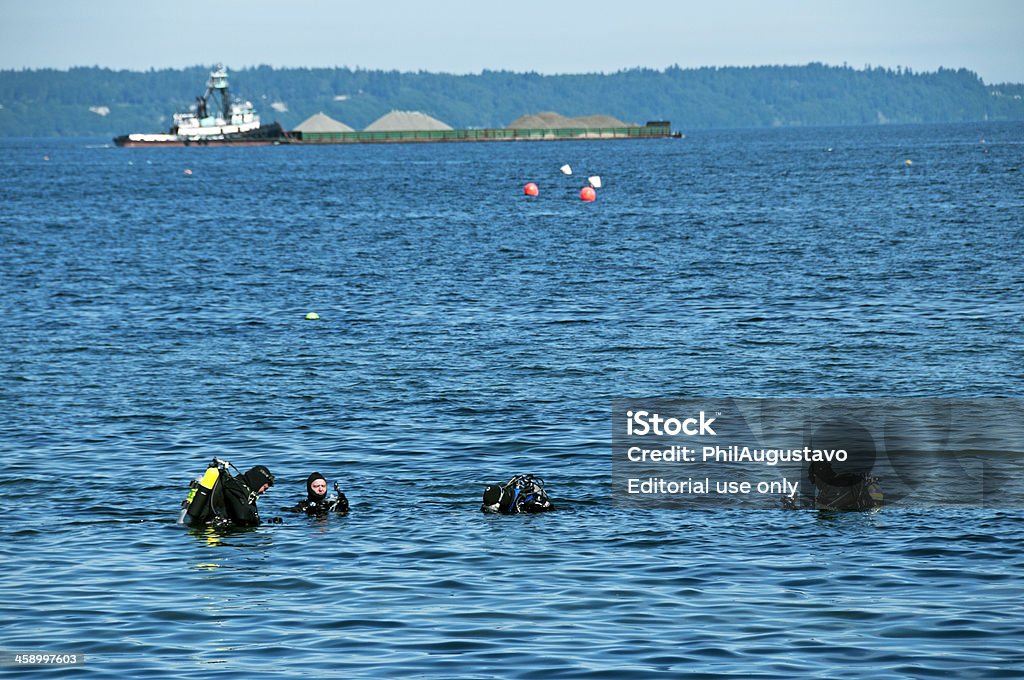 Дайверов подводного плавания подготовке для погружения в морской заповедник - Стоковые фото Акваланг роялти-фри