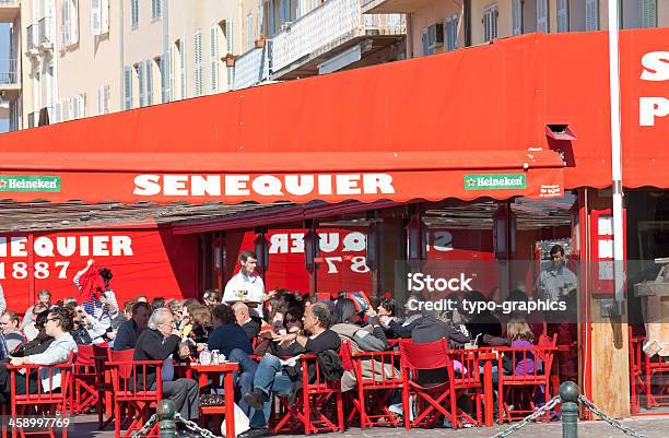 View To The Famous Café Senequier Stock Photo - Download Image Now - St Tropez, Restaurant, Cafe