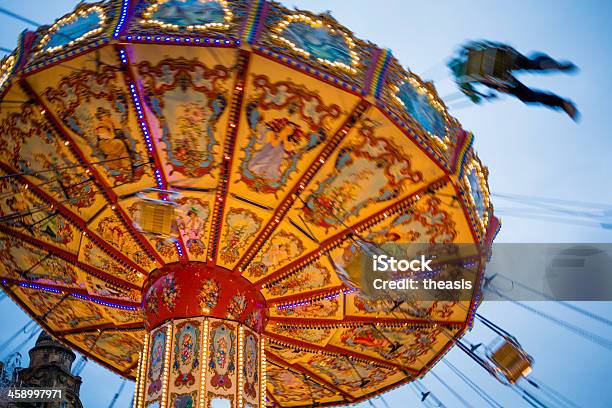 Chairoplane Ride Stock Photo - Download Image Now - Chain Swing Ride, Night, Adult