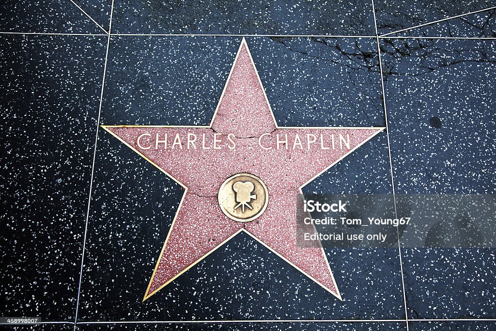 ハリウッドウォークオブフェイムの星のチャールズ・チャップリン - チャーリー・チャップリンのロイヤリティフリーストックフォト