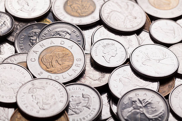 canadian currency - endollarsmynt kanadensiskt mynt bildbanksfoton och bilder