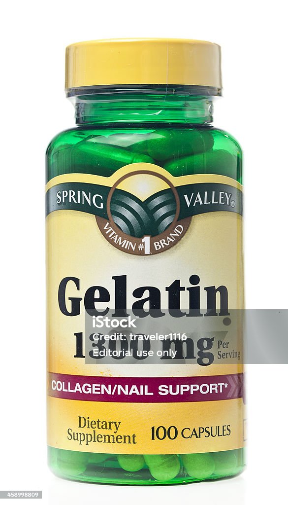 Spring Valley marca Gelatina sobre um fundo branco. - Royalty-free Alimentação Saudável Foto de stock