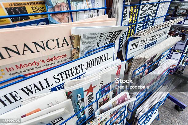 Economy Newspapers On A Newsstand Stock Photo - Download Image Now - News Stand, Newspaper, Wall Street Journal