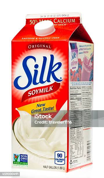 Silk Soymilk Foto de stock y más banco de imágenes de Leche soja - Leche soja, Fondo blanco, Cerrado