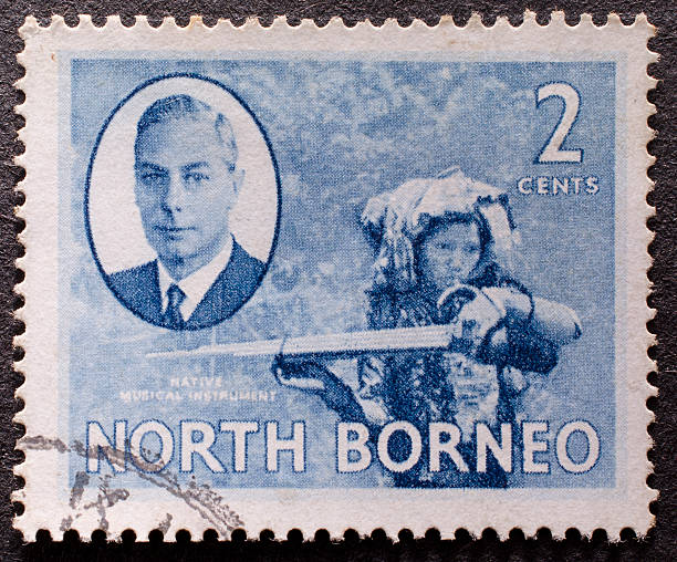 Kota Kinabalu,Malaysia - June 9, 2012: A sstamp of Prince Philip, husband of Queen Elizabeth II,  in the Colonial Age of UK. At that time, Sabah was called North Borneo.