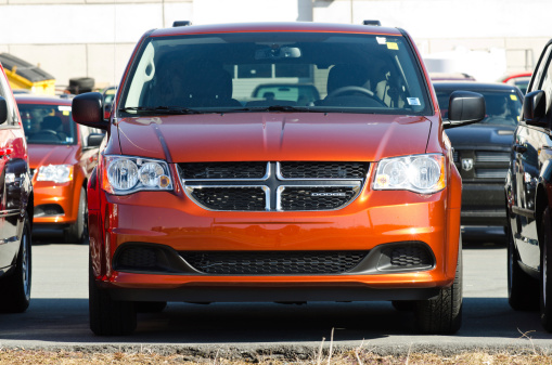 Halifax, Canada - March 12, 2012: A 2012 Dodge Grand Caravan at a Dodge/Chrysler/Jeep dealership in Bayers Lake Business Park.