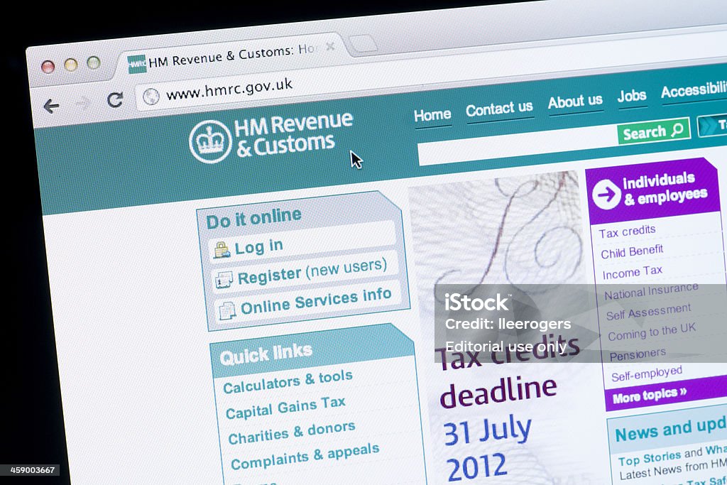 HM receita & site da alfândega - Foto de stock de HM Revenue and Customs royalty-free