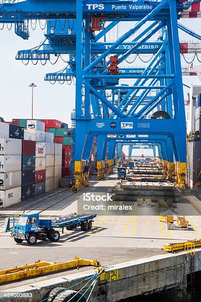 Container Port Of Valparaiso Chile Stock Photo - Download Image Now - Business, Cargo Container, Chile