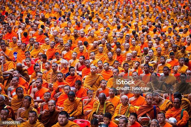 Mass Alms Giving In Bangkok Stock Photo - Download Image Now - Monk - Religious Occupation, Thailand, Bangkok