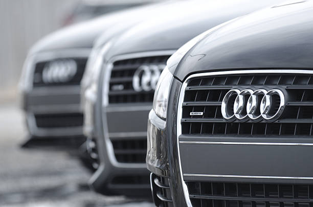 Audi A4 Quattro Sedans Halifax, Canada - March 8, 2012: A row of 2012 Audi A4 Quattro sedans on display at an Audi dealership. The A4 has been built in four generations and is based on Volkswagen's B platform. 2012 stock pictures, royalty-free photos & images
