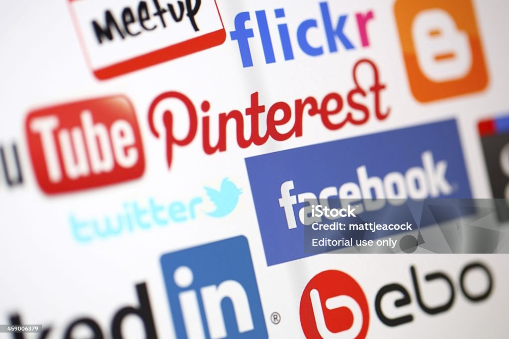 Social-media-logos auf einem computer-Bildschirm - Lizenzfrei Bebo Stock-Foto