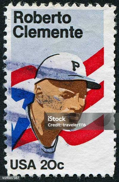 Foto de Roberto Clemente Stamp e mais fotos de stock de Roberto Clemente - Roberto Clemente, Antigo, Jogador de Beisebol