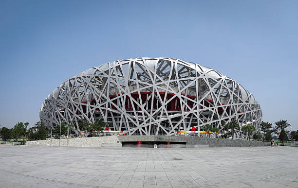 olimpijski stadion narodowy w pekinie bird's nest"-xxxl" - national concert hall imagens e fotografias de stock