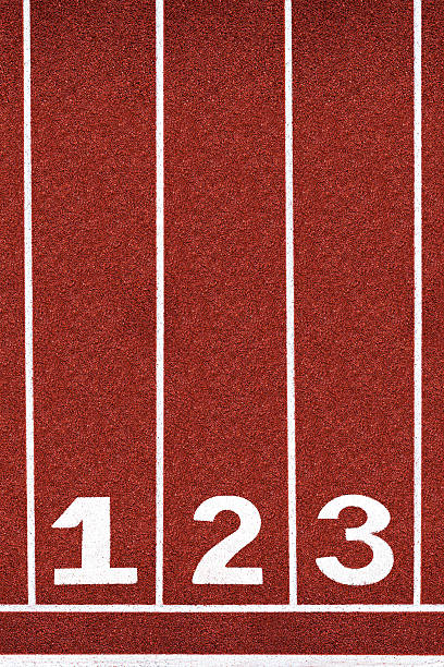 Running track with number 1-4, abstract, texture, background. stock photo