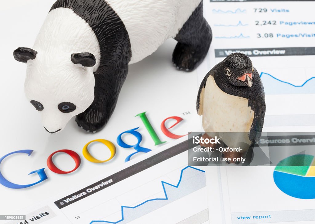 Google Panda e Penguin - Foto de stock de Google - Nome de marca royalty-free