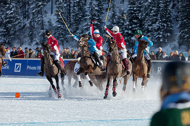 Snow Polo Action stock photo