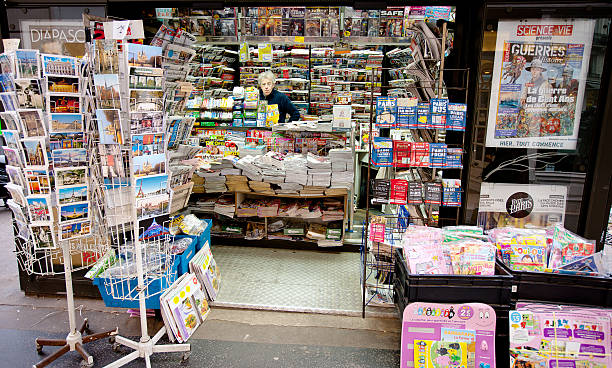 Salamanca,Spain - January 19, 2021: Newsstand, magazines and sweets on Rua Mayor.