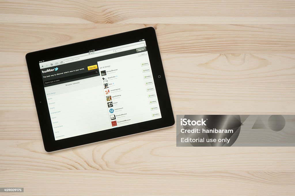 Twitter no Apple iPad - Royalty-free Agenda Eletrónica Foto de stock