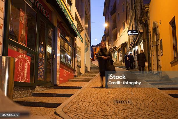 Lugano Por Noite - Fotografias de stock e mais imagens de Ao Ar Livre - Ao Ar Livre, Cantão de Ticino, Cidade