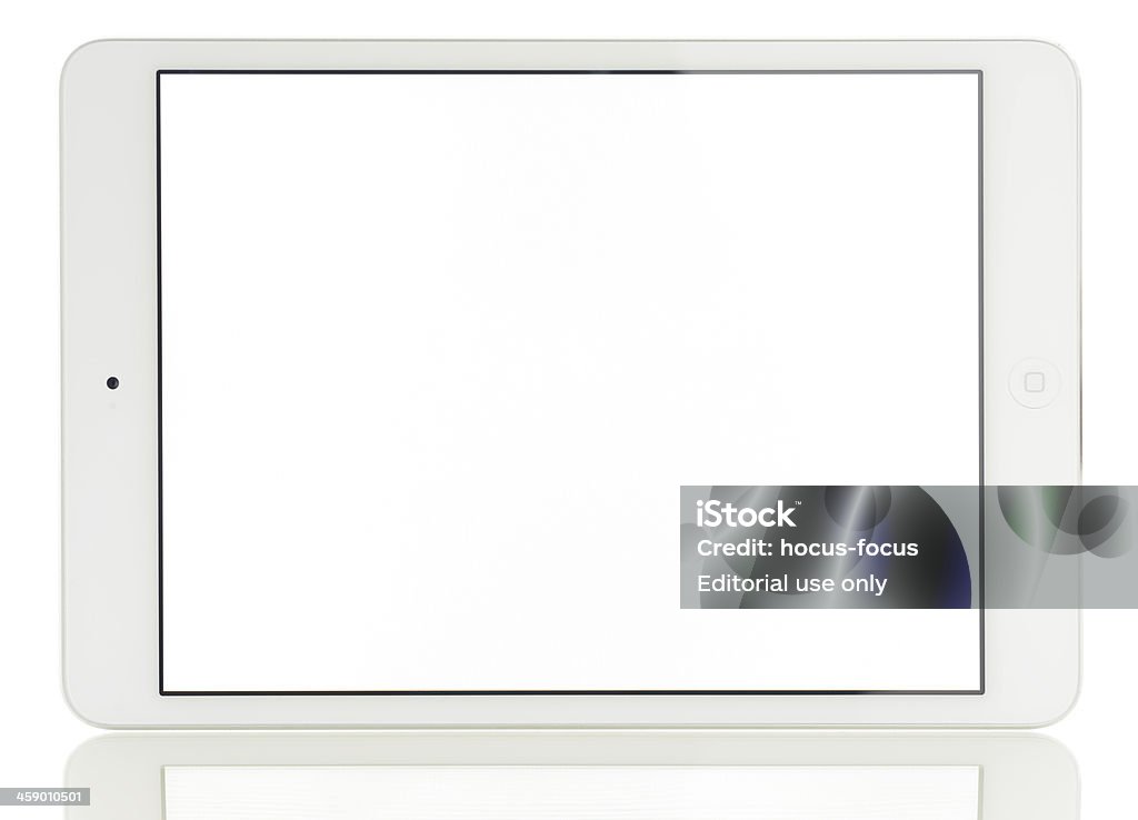 Biały ekran Apple iPad Mini - Zbiór zdjęć royalty-free (Aplikacja mobilna)