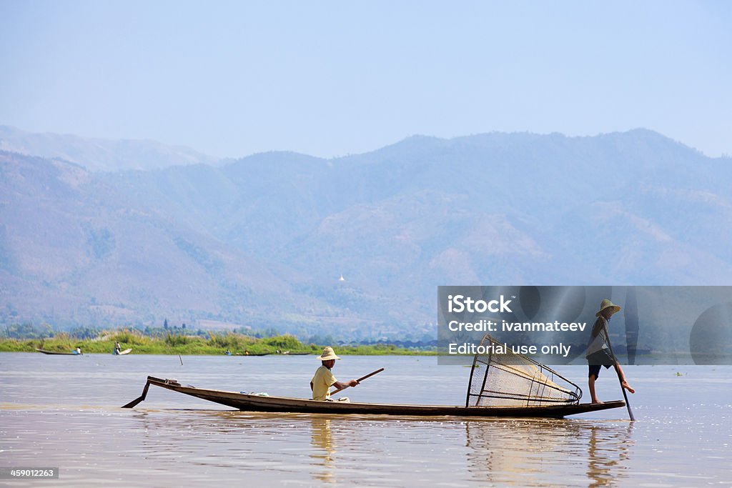 Pescador Intha, Inle Lake, Myanmar - Foto de stock de Adulto joven libre de derechos