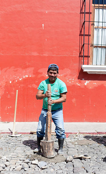 Road labourer stock photo