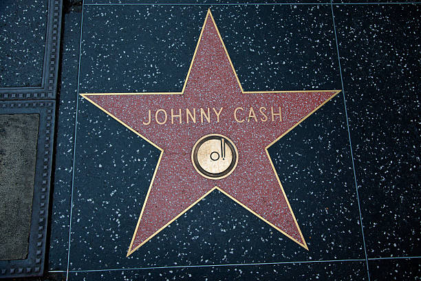 Hollywood Walk Of Fame Star Johnny Cash - foto de acervo