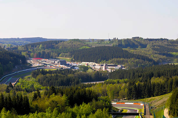 Spa Francorchamps Spa, Belgium - May 9, 2008: Spa Francorchamps race track in the Ardennes region in Belgium. The Circuit de Spa-Francorchamps motor-racing circuit is the venue of the Formula One Belgian Grand Prix, and of the Spa 24 Hours and 1000 km Spa endurance races. motor racing track photos stock pictures, royalty-free photos & images
