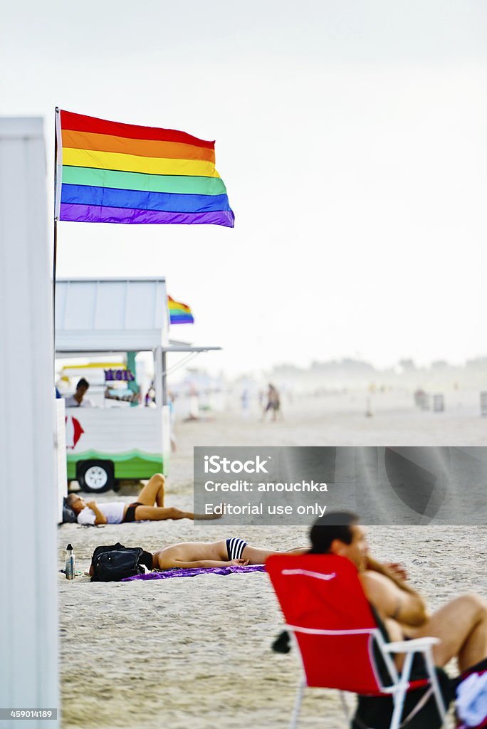 Gay Pride Flagge am Strand, USA - Lizenzfrei Bildschärfe Stock-Foto