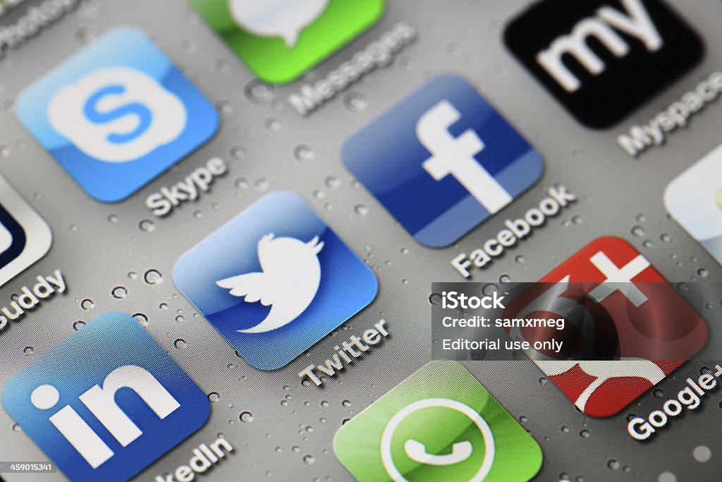 Social-Media-Apps auf iphone - Lizenzfrei Apple Computer Stock-Foto