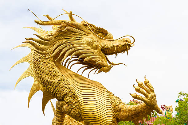 istock Giant golden Chinese dragon 459017723