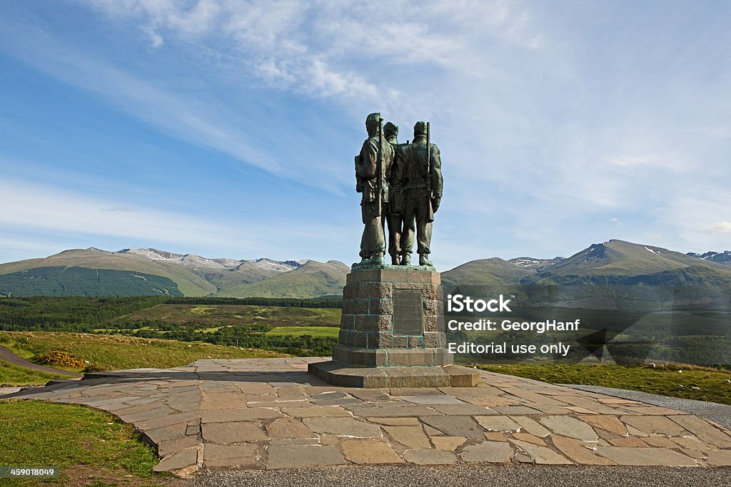 Commando Memorial "Spean Bridge, Scotland - June 10, 2010: The Commando Memorial is a Category A listed monument in Scotland, dedicated to the men of the original British Commando Forces raised during World War II. Situated around a mile from Spean Bridge village, it overlooks the training areas of the Commando Training Depot established in 1942 at Achnacarry Castle. Unveiled in 1952 by the Queen Mother, it has become one of Scotland's best known monuments, both as a war memorial and as a tourist attraction offering views of Ben Nevis and Aonach Mor." Commando Memorial Stock Photo