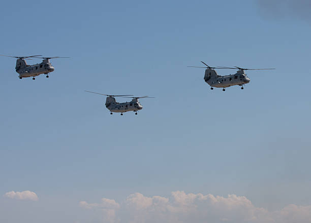 ch - 46 바다빛 기사 항공편 - helicopter boeing marines military 뉴스 사진 이미지