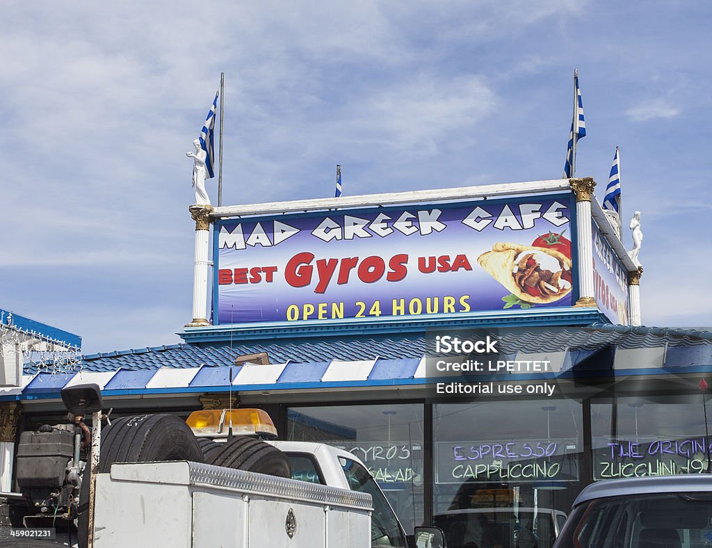 Mad griechisches Café - Lizenzfrei Auslage Stock-Foto