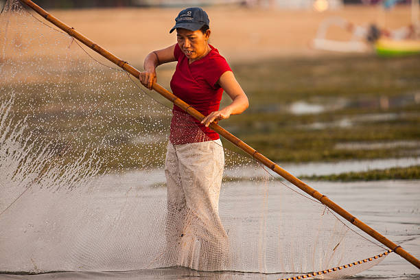 Donna Fishing - foto stock