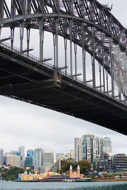 de sydney harbour bridge et le luna park - sharp corporation photos et images de collection