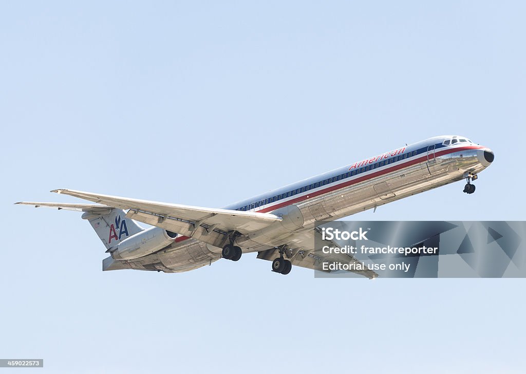American Airlines  jet taking off "San Diego, California, Usa - August 20, 2012: The American Airlines MD-90 jet taking off from San Diego international airport. American Airlines is one of the major United States airline headquartered in Fort Worth, texas." Air Vehicle Stock Photo